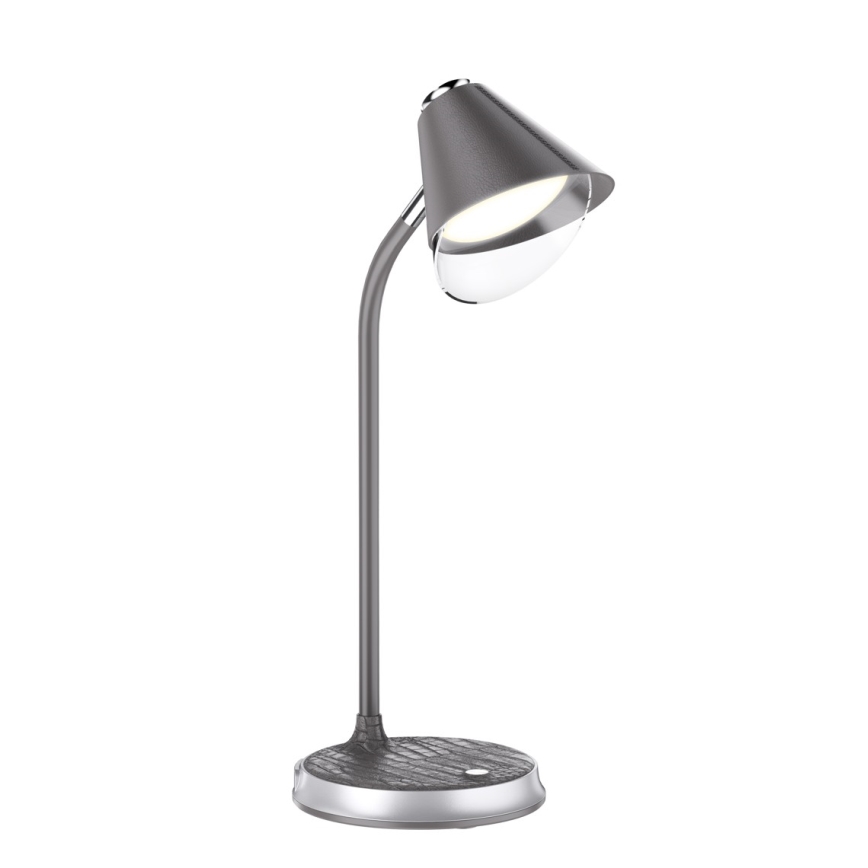 LED Zatemnitvena namizna svetilka z brezžičnim polnjenjem FINCH LED/9W/12/230V siva/sijajni krom