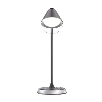 LED Zatemnitvena namizna svetilka z brezžičnim polnjenjem FINCH LED/9W/12/230V siva/sijajni krom