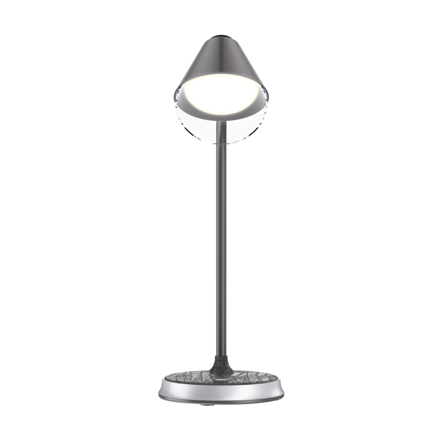 LED Zatemnitvena namizna svetilka z brezžičnim polnjenjem FINCH LED/9W/12/230V siva/sijajni krom