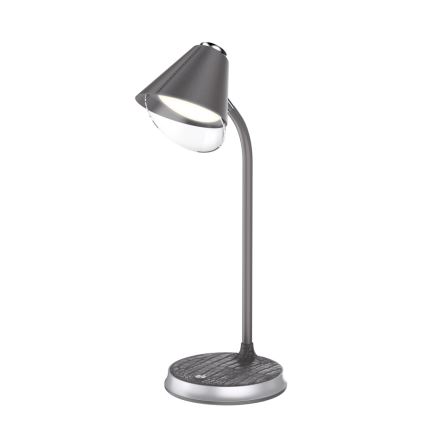 LED Zatemnitvena namizna svetilka z brezžičnim polnjenjem FINCH LED/9W/12/230V siva/sijajni krom