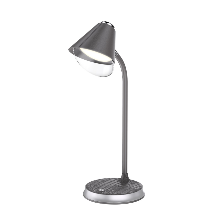 LED Zatemnitvena namizna svetilka z brezžičnim polnjenjem FINCH LED/9W/12/230V siva/sijajni krom