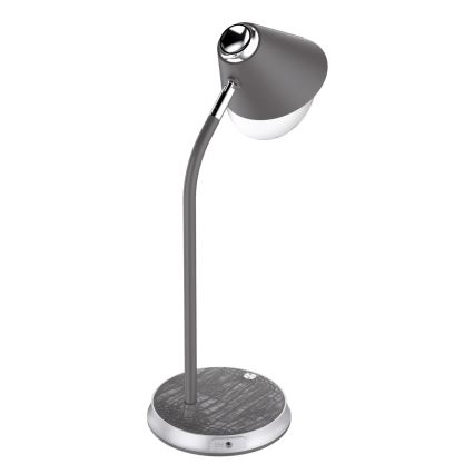 LED Zatemnitvena namizna svetilka z brezžičnim polnjenjem FINCH LED/9W/12/230V siva/sijajni krom