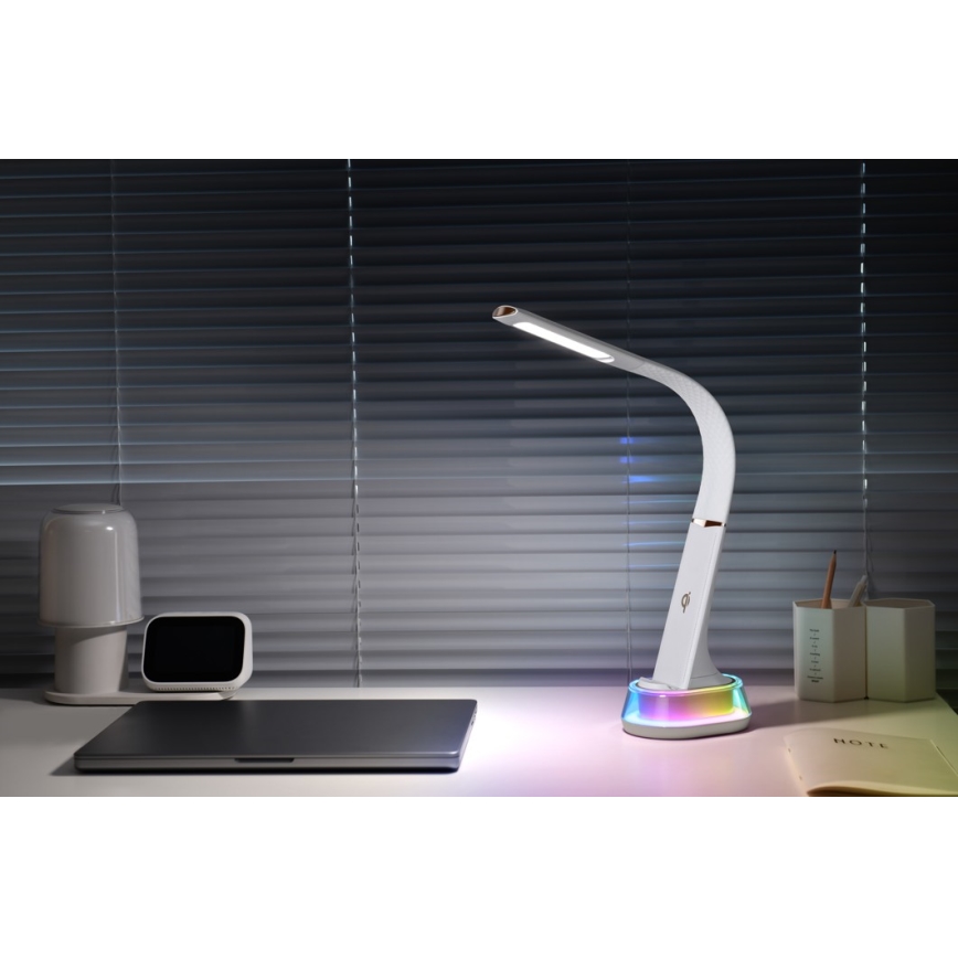 LED RGB Zatemnitvena namizna svetilka z brezžičnim polnjenjem CORELLA LED/7W/12/230V črna