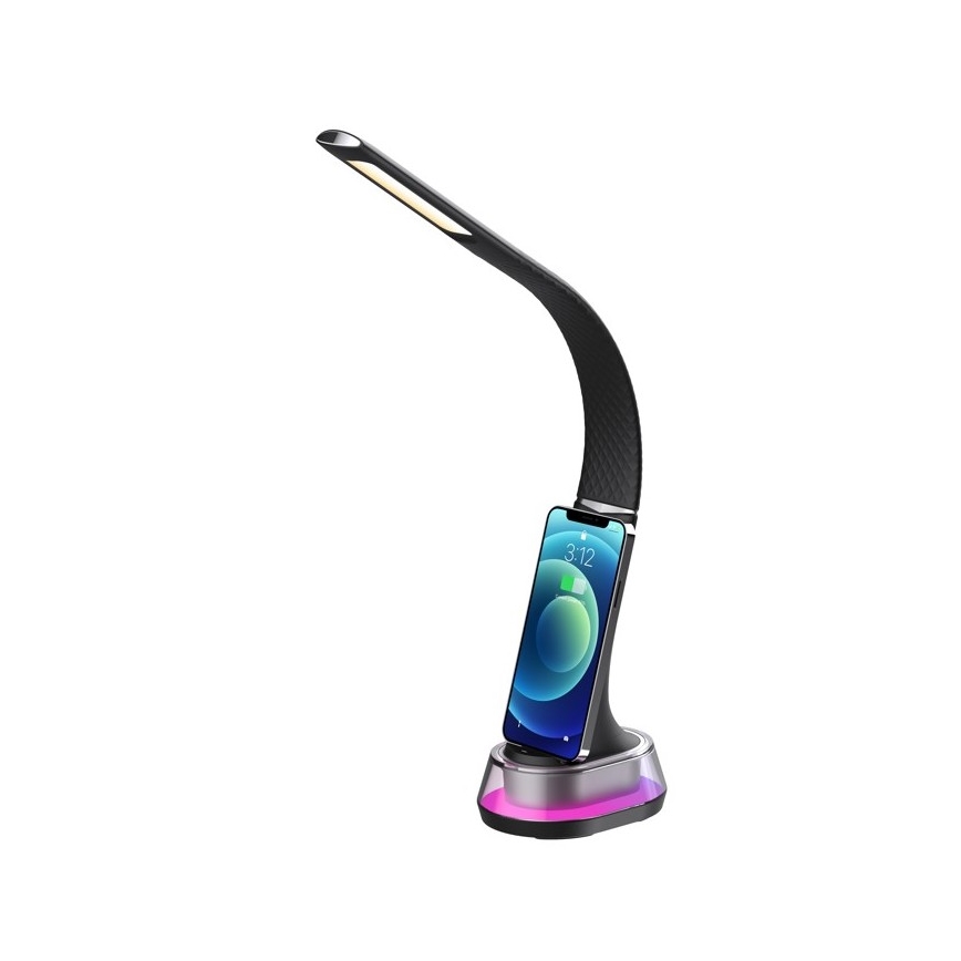 LED RGB Zatemnitvena namizna svetilka z brezžičnim polnjenjem CORELLA LED/7W/12/230V črna