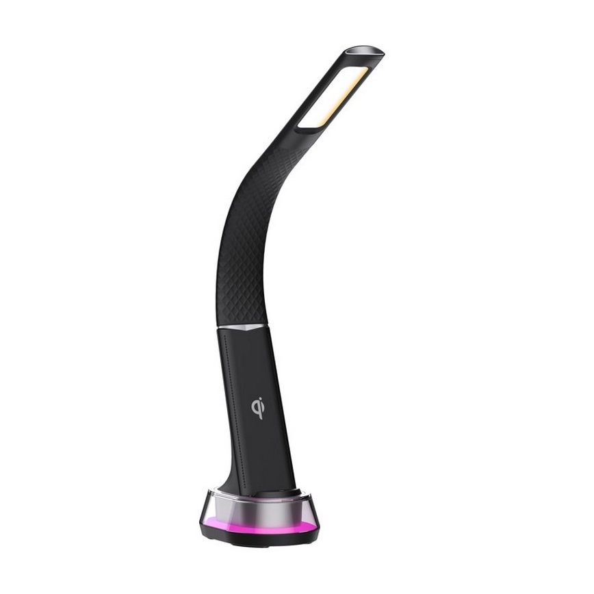 LED RGB Zatemnitvena namizna svetilka z brezžičnim polnjenjem CORELLA LED/7W/12/230V črna