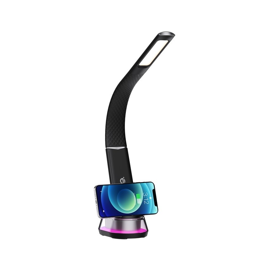 LED RGB Zatemnitvena namizna svetilka z brezžičnim polnjenjem CORELLA LED/7W/12/230V črna