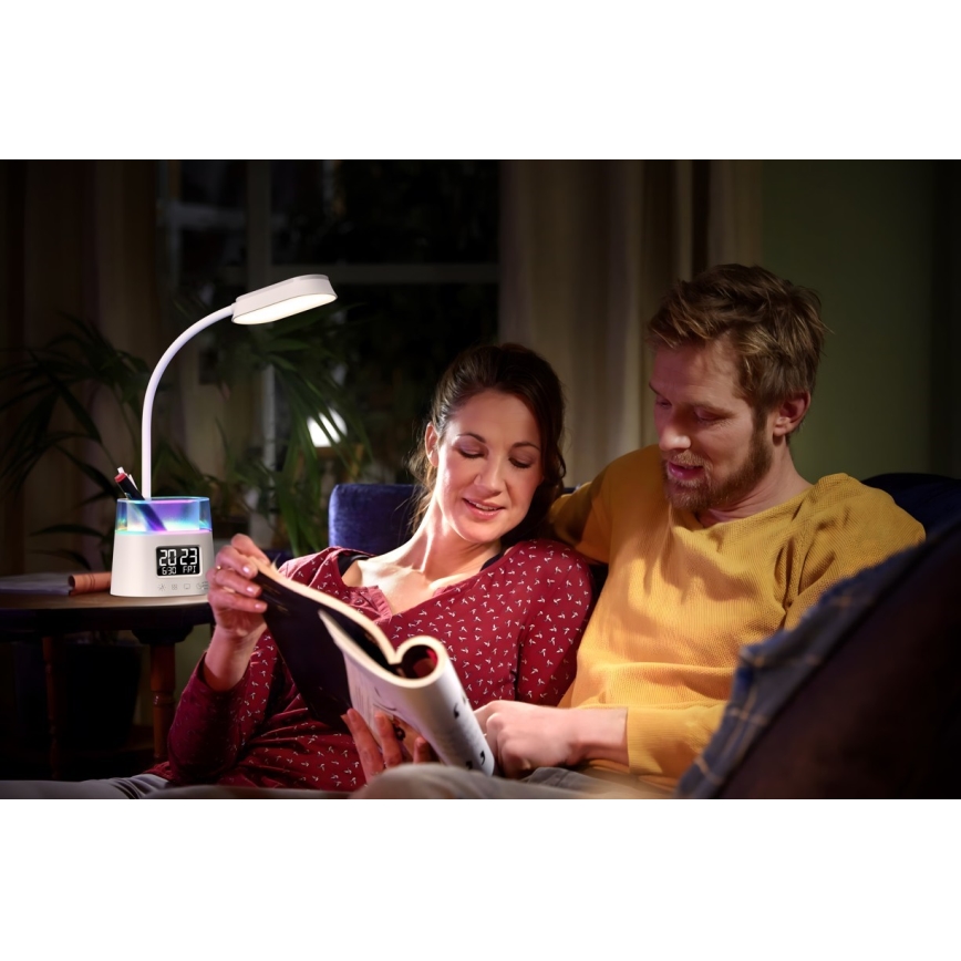 LED RGBW Zatemnitvena namizna svetilka s pencil holder FALCON LED/10W/5V