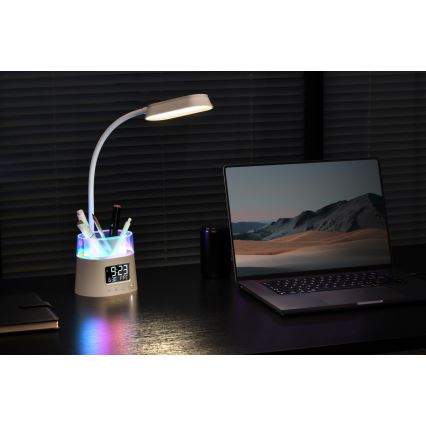 LED RGBW Zatemnitvena namizna svetilka s pencil holder FALCON LED/10W/5V