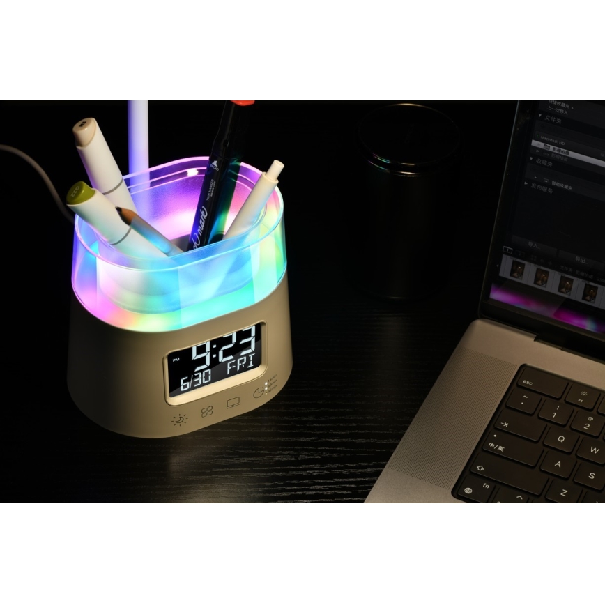 LED RGBW Zatemnitvena namizna svetilka s pencil holder FALCON LED/10W/5V