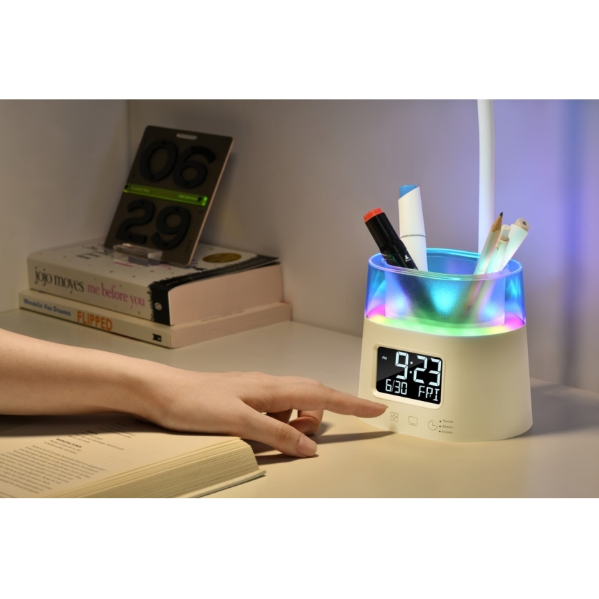LED RGBW Zatemnitvena namizna svetilka s pencil holder FALCON LED/10W/5V