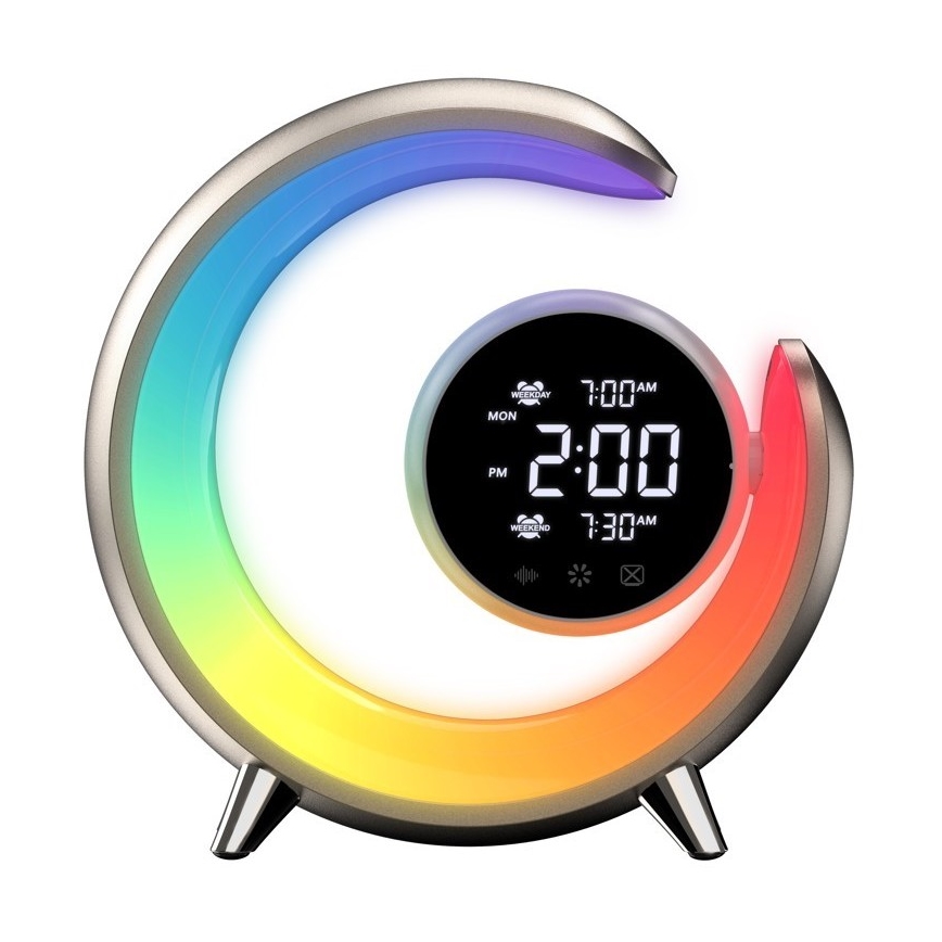 LED RGBW Zatemnitvena namizna svetilka z budilko PEACOCK LED/20W/5V USB