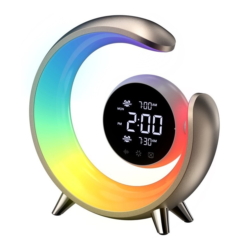 LED RGBW Zatemnitvena namizna svetilka z budilko PEACOCK LED/20W/5V USB