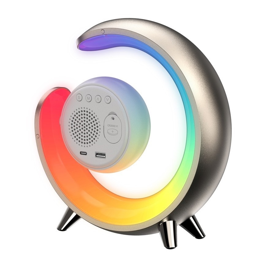 LED RGBW Zatemnitvena namizna svetilka z budilko PEACOCK LED/20W/5V USB