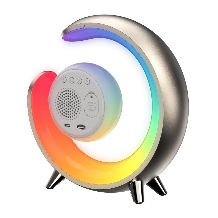LED RGBW Zatemnitvena namizna svetilka z budilko PEACOCK LED/20W/5V USB