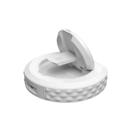 Budilka z LCD zaslonom in brezžično Qi polnilno postajo 27W/9V 220 mAh bela