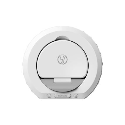 Budilka z LCD zaslonom in brezžično Qi polnilno postajo 27W/9V 220 mAh bela