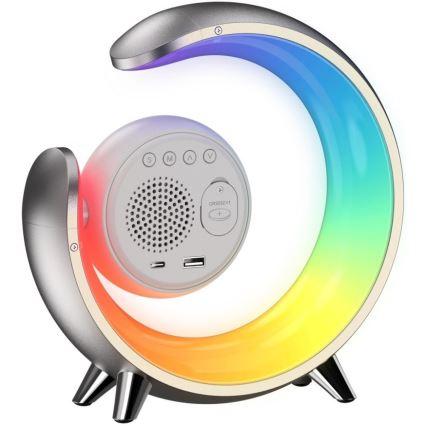 LED RGBW Zatemnitvena namizna svetilka z budilko LED/20W/5V USB srebrna