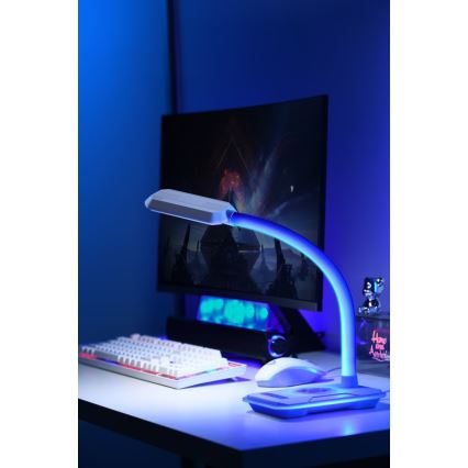 LED RGBW Zatemnitvena namizna svetilka z Qi polnjenje 30W/230V 3000K/4000K/5000K črna