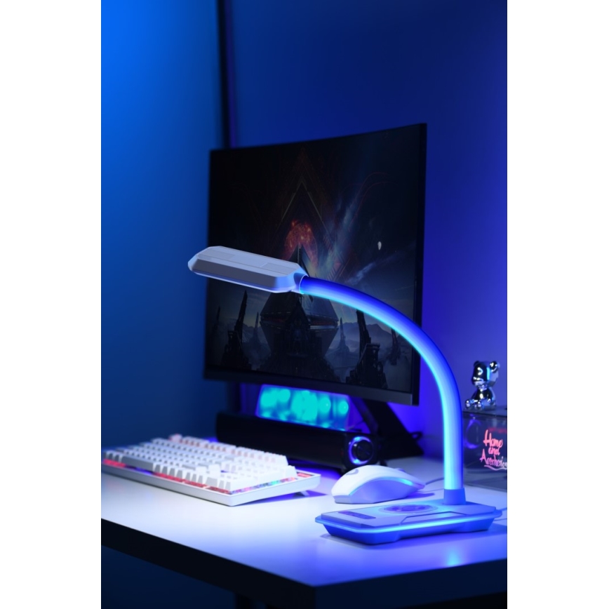 LED RGBW Zatemnitvena namizna svetilka z Qi polnjenje 30W/230V 3000K/4000K/5000K črna