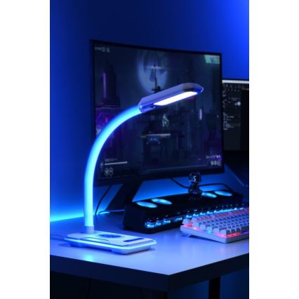 LED RGBW Zatemnitvena namizna svetilka z Qi polnjenje 30W/230V 3000K/4000K/5000K črna