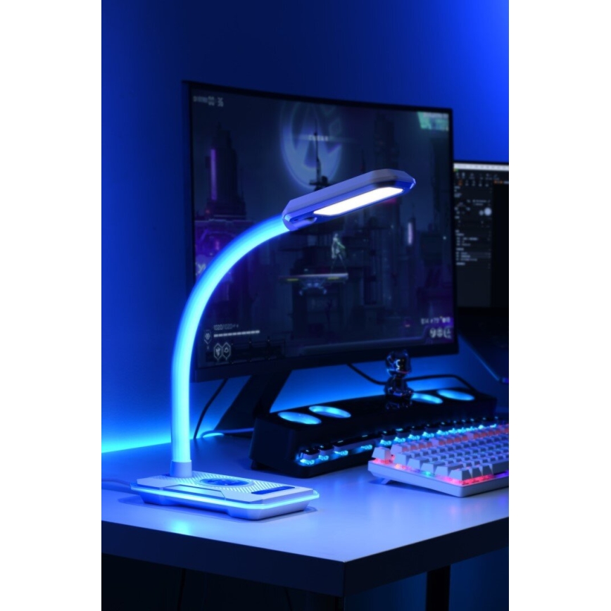LED RGBW Zatemnitvena namizna svetilka z Qi polnjenje 30W/230V 3000K/4000K/5000K črna