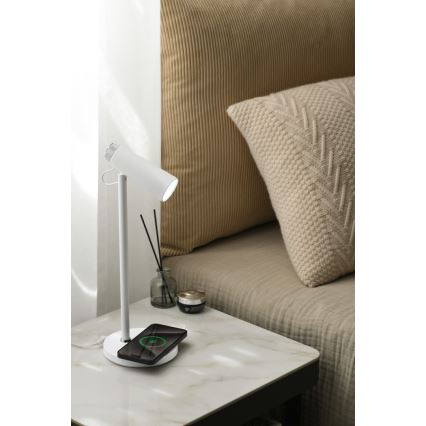 LED Zatemnitvena namizna svetilka z brezžični Qi polnjenje TIT LED/12W/230V bela