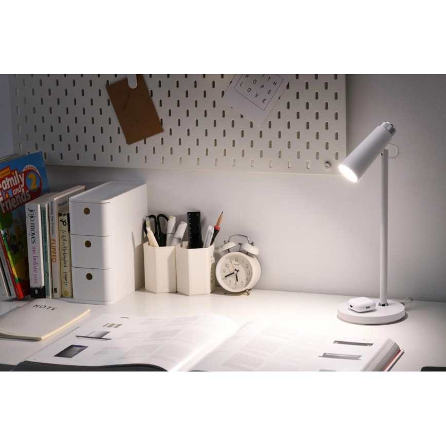 LED Zatemnitvena namizna svetilka z brezžični Qi polnjenje TIT LED/12W/230V bela