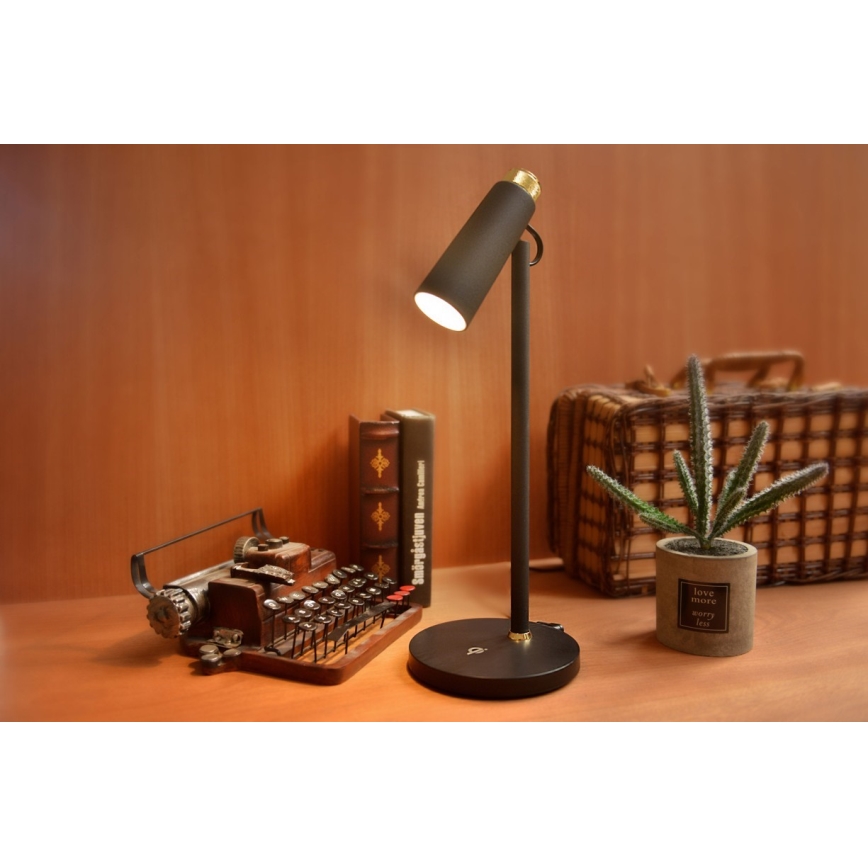 LED Zatemnitvena namizna svetilka z brezžični Qi polnjenje TIT LED/12W/230V črna