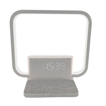 LED Zatemnitvena namizna svetilka z budilka in Qi polnjenje LED/18W/230V bela