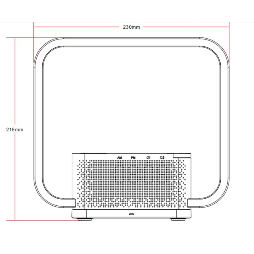 LED Zatemnitvena namizna svetilka z budilka in Qi polnjenje LED/18W/230V bela