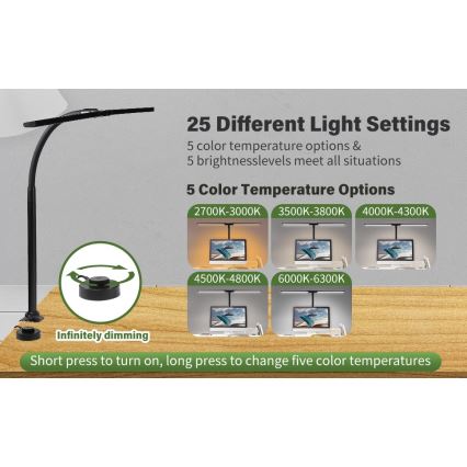 LED Fleksibilna zatemnitvena osvetlitev monitorja OFFICE LED/24W/230V 2700-6300K CRI 95