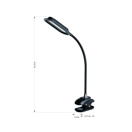 LED+CCT Namizna svetilka s sponko CLIP z možnostjo zatemnitve LED/7,5W/230V 3000/4200/5000K črna