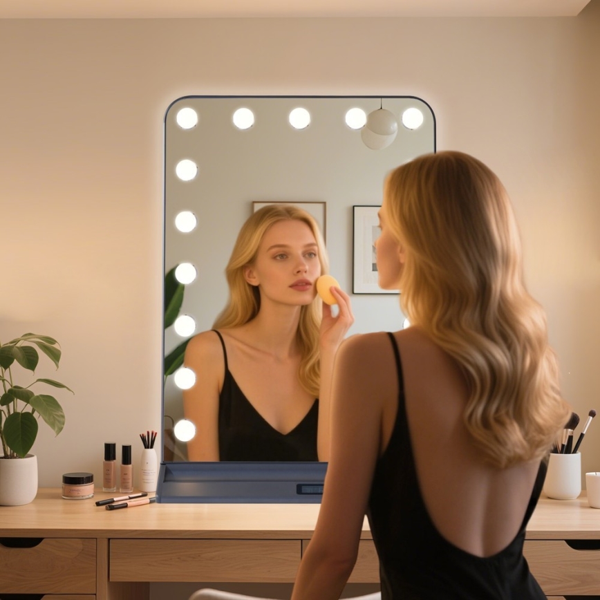 LED zatemnljivo ličilno ogledalo HOLLYWOOD LED/18W/230V 3000/4200/6000K siva