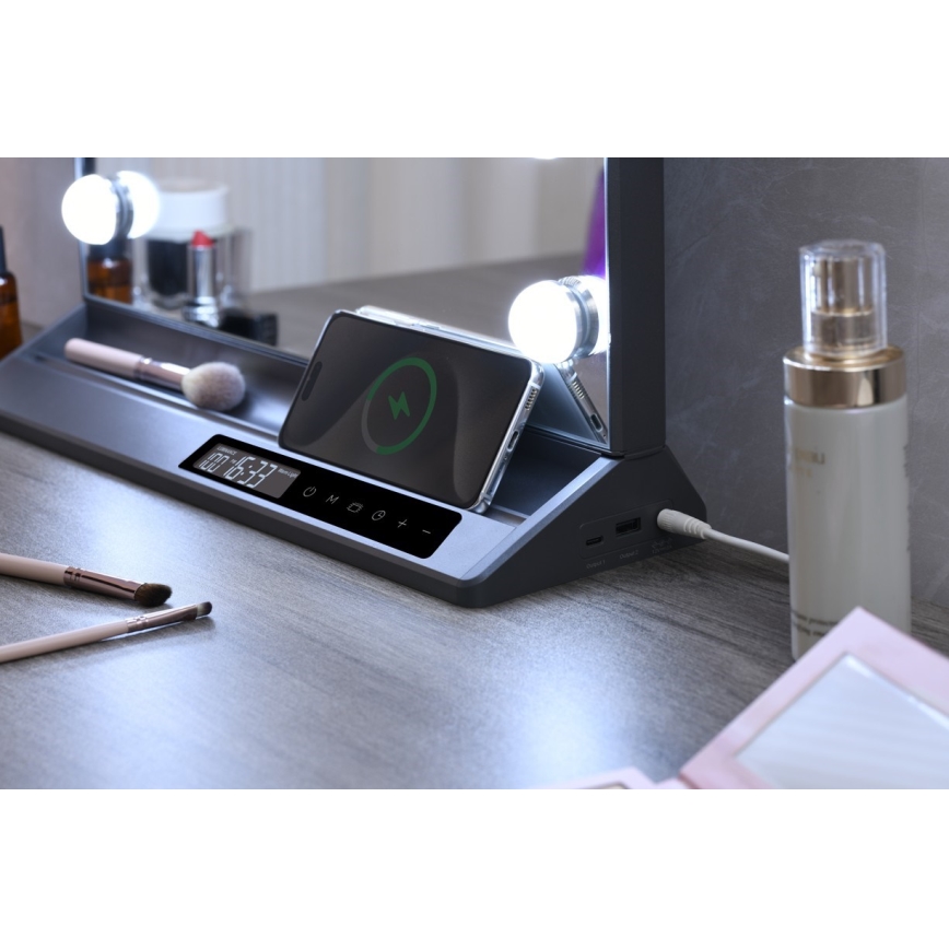 LED zatemnljivo ličilno ogledalo HOLLYWOOD LED/18W/230V 3000/4200/6000K siva