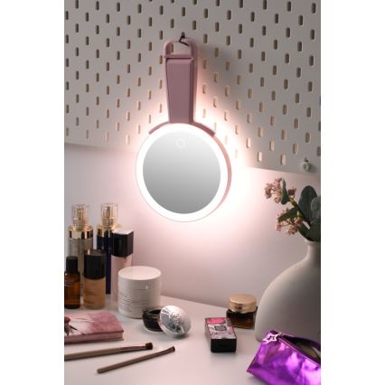 Immax 09102L - LED+CCT zatemnljivo kozmetično ogledalo SWEET LED/3W/5V rožnato