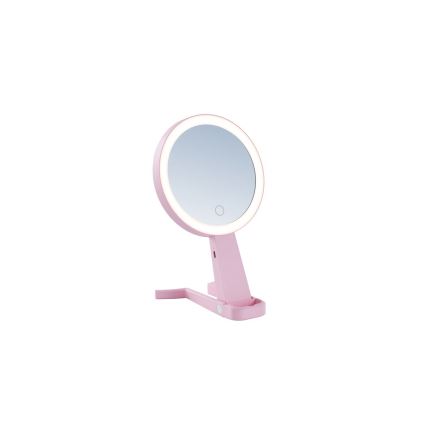 Immax 09102L - LED+CCT zatemnljivo kozmetično ogledalo SWEET LED/3W/5V rožnato