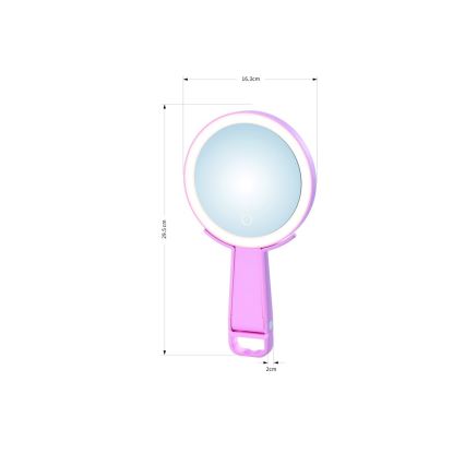 Immax 09102L - LED+CCT zatemnljivo kozmetično ogledalo SWEET LED/3W/5V rožnato