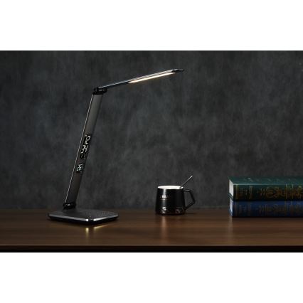LED zatemnjiva namizna svetilka LED/8,5W/230V z brezžičnim polnjenjem, srebrna