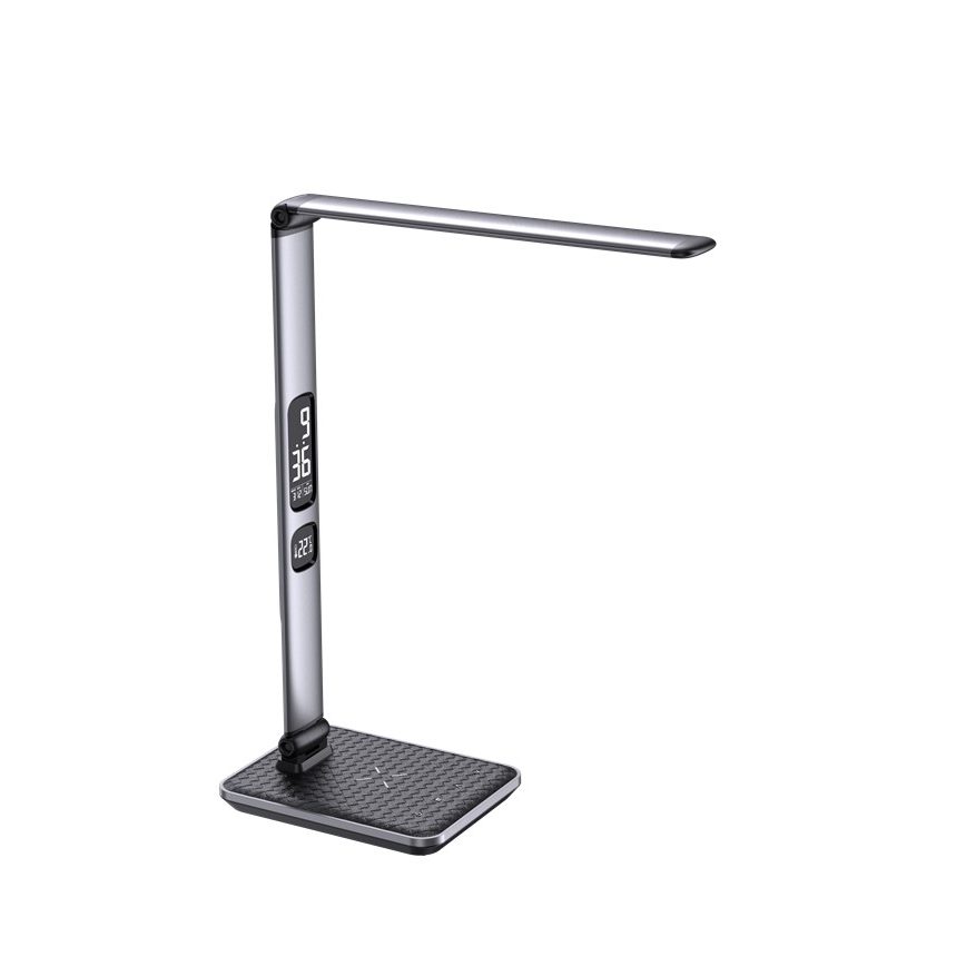 LED zatemnjiva namizna svetilka LED/8,5W/230V z brezžičnim polnjenjem, srebrna