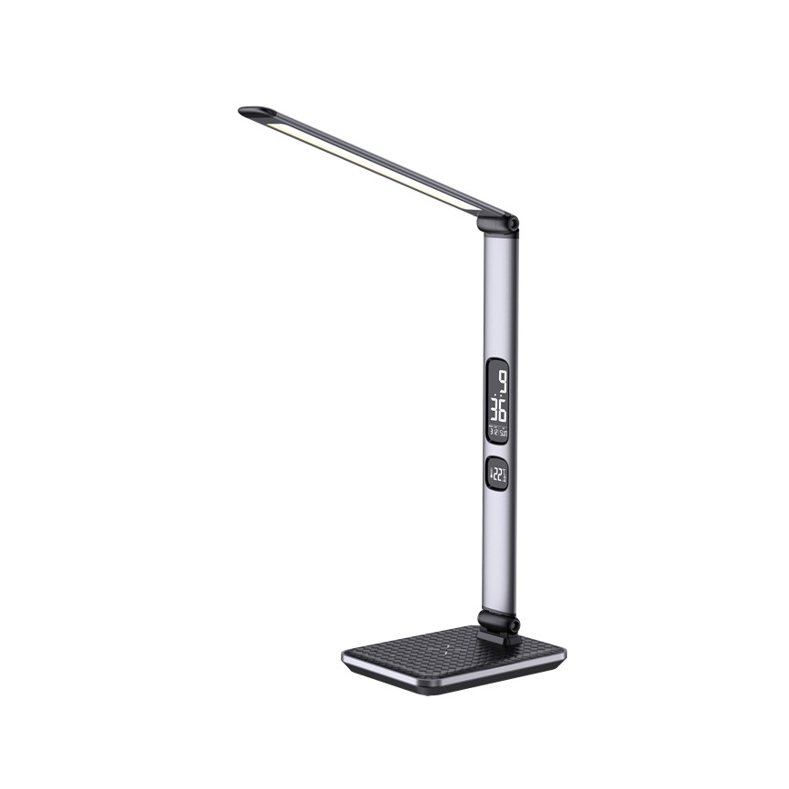 LED zatemnjiva namizna svetilka LED/8,5W/230V z brezžičnim polnjenjem, srebrna