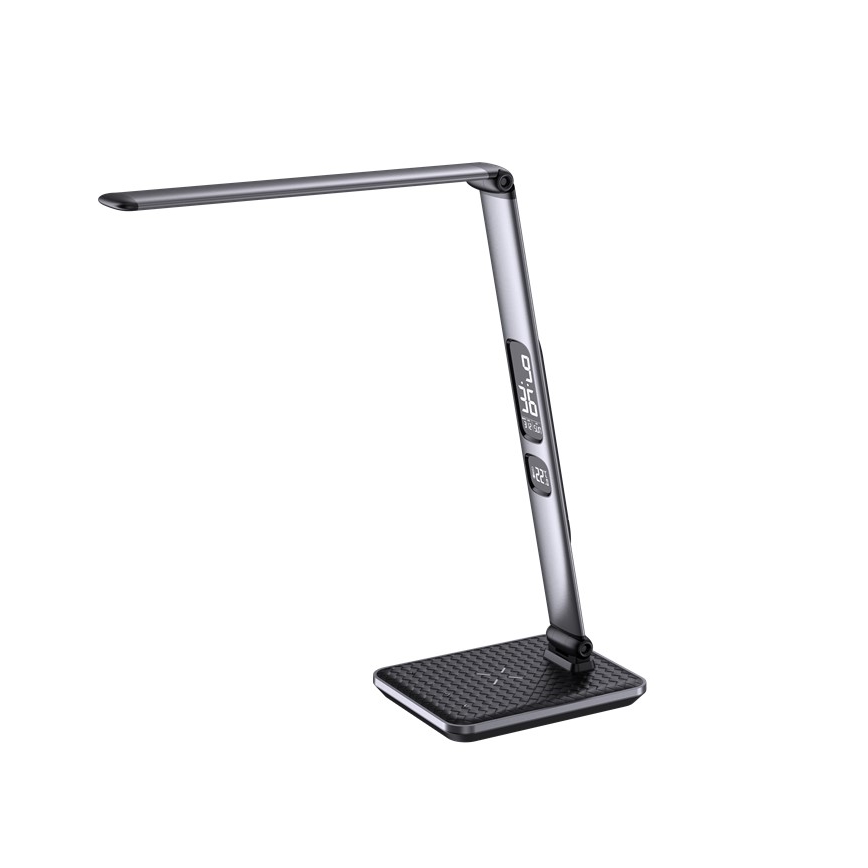 LED zatemnjiva namizna svetilka LED/8,5W/230V z brezžičnim polnjenjem, srebrna