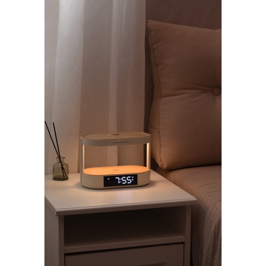 Zatemnjiva LED namizna svetilka z budilko in polnjenjem TRIPLE DOCK LED/1,5W/5V