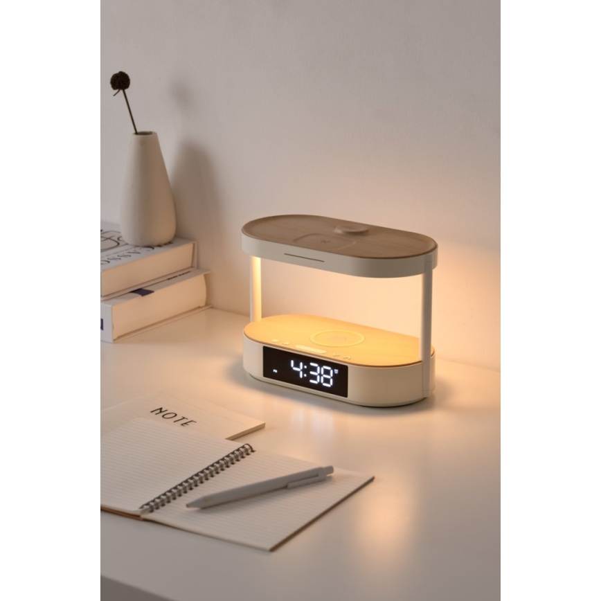 Zatemnjiva LED namizna svetilka z budilko in polnjenjem TRIPLE DOCK LED/1,5W/5V