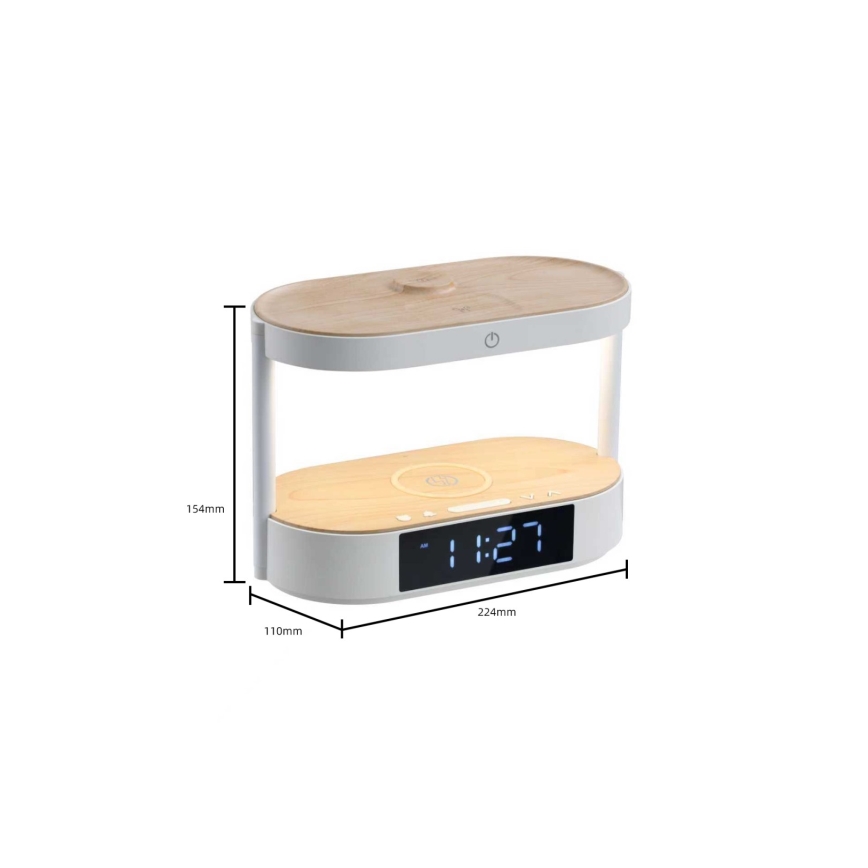 Zatemnjiva LED namizna svetilka z budilko in polnjenjem TRIPLE DOCK LED/1,5W/5V