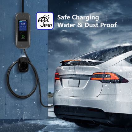 Immax - EV potovalna polnilna postaja za električne avtomobile AC Type 2 32A/380V 22kW + vtičnica 230V 5m Wi-Fi Tuya