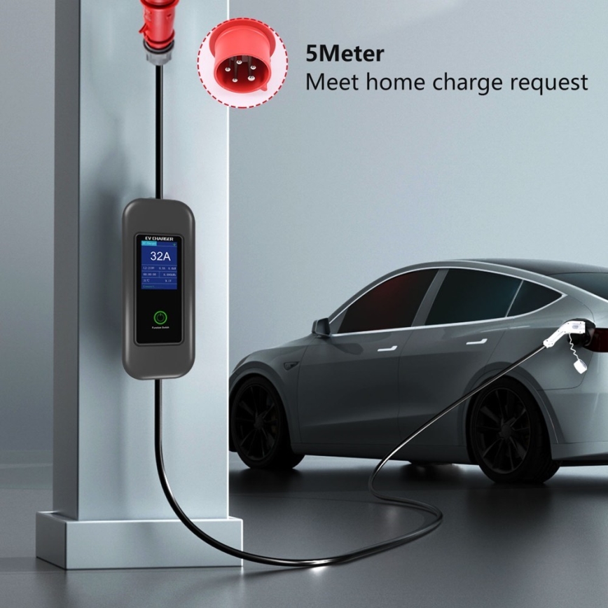 Immax - EV potovalna polnilna postaja za električne avtomobile AC Type 2 32A/380V 22kW + vtičnica 230V 5m Wi-Fi Tuya