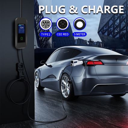 Immax - EV potovalna polnilna postaja za električne avtomobile AC Type 2 32A/380V 22kW + vtičnica 230V 5m Wi-Fi Tuya