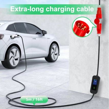 Immax - EV potovalna polnilna postaja za električne avtomobile AC Type 2 32A/380V 22kW + vtičnica 230V 5m Wi-Fi Tuya