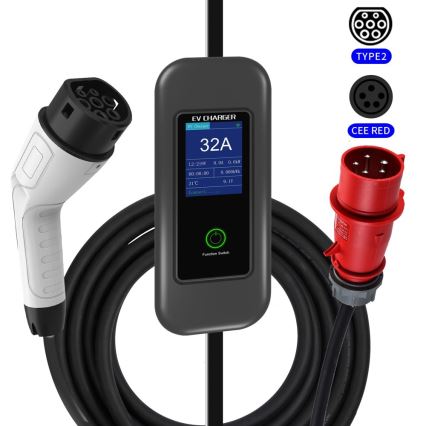 Immax - EV potovalna polnilna postaja za električne avtomobile AC Type 2 32A/380V 22kW + vtičnica 230V 5m Wi-Fi Tuya