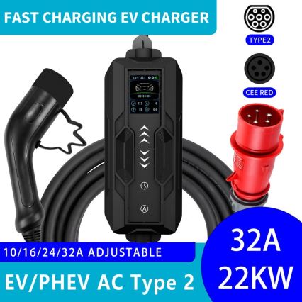 Immax - EV potovalna polnilna postaja za električne avtomobile AC Type 2 32A/380V 22kW 5m + kovček